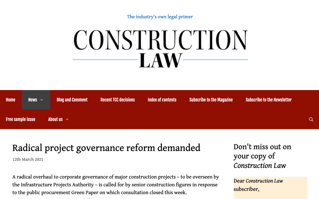 Radical project governance reform demanded – Construction Law